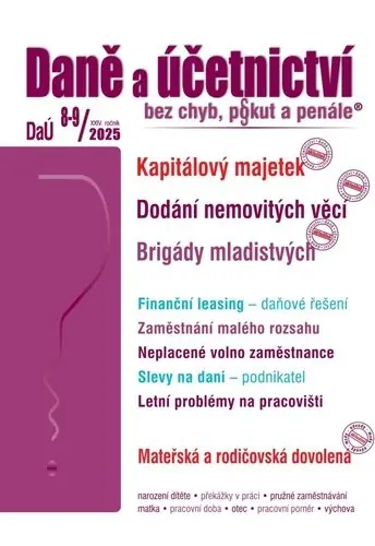 DaÚ 8-9/2025 Kapitálový majetek - Dodání nemovitých věcí, Brigády mladistvých Horká Nabídka